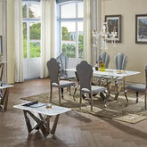 Sardinia Marble Coffee Table with Stainless Steel Base